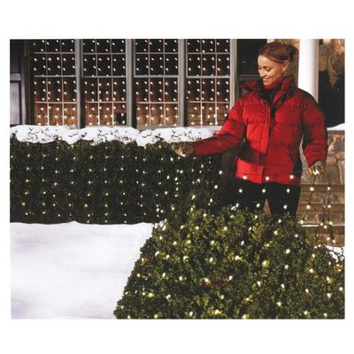 Holiday Pride Christmas Clear Net Lights for Bushes - 150 Clear White Bulbs with Green Wire (4Ft x 6 Ft) - Indoor/Outdoor Use - UL Listed
