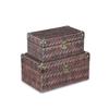 Cheung's 5540-2 Woven Brown Vinyl Pattern Boxes with Front Buckle & Bronze Corners - Set of 2 view 1