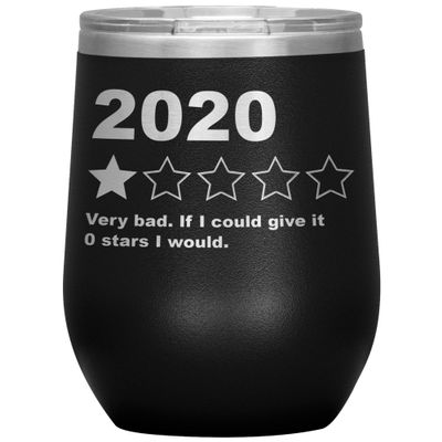 2020 One Star Very Bad Year Review Quarantine Funny Would Not Recommend Stemless Insulated Wine Tumbler BPA Free 12oz