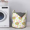 Ambesonne Mushroom Laundry Bag, Spring Forest Toadstool House Pattern Fictional Image Art, Hamper Basket with Handles Drawstring Closure for Laundromats, 13" x 19", Red Multicolor view 2