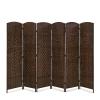 6 Panel Wood Room Divider, 6 Ft Tall Privacy Wall Divider Folding Wood Screen, Each Panel for Home Office Bedroom Restaurant, Best Home Foldable Screen, Light and Easy to Move 70.8" H  17.7" W Brown view 1