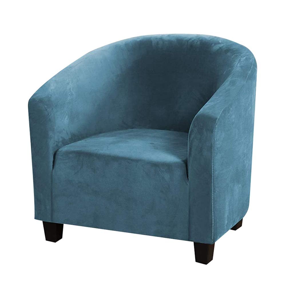 GULI Velvet Tub Chair Covers for Armchairs, Club Chair Slipcover, Wing Back Covers High Stretch Sofa Covers Spandex Plush Seat Covers Furniture Protector Removable Washable for Living Room (Blue)