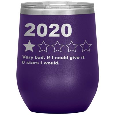 2020 One Star Very Bad Year Review Quarantine Funny Would Not Recommend Stemless Insulated Wine Tumbler BPA Free 12oz