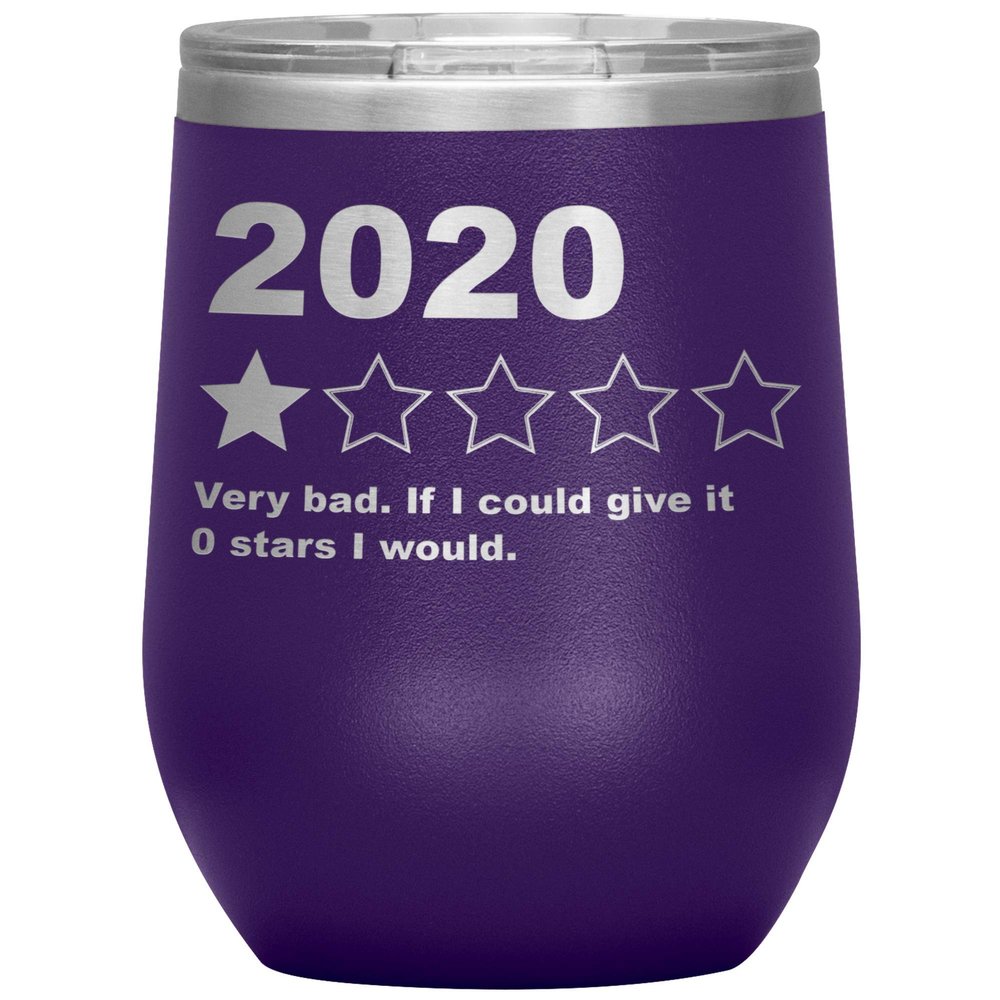 2020 One Star Very Bad Year Review Quarantine Funny Would Not Recommend Stemless Insulated Wine Tumbler BPA Free 12oz