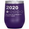 2020 One Star Very Bad Year Review Quarantine Funny Would Not Recommend Stemless Insulated Wine Tumbler BPA Free 12oz view 1