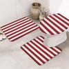 3 Piece Bathroom Rug Mats Set with Non Slip Rubber Includes Contour Mat,Toilet Lid Cover and Mat,Christmas Red and White Stripe for Shower Bathroom Carpets Set Decor,18"x30"+14"x18"+15"x18" view 2