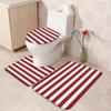 3 Piece Bathroom Rug Mats Set with Non Slip Rubber Includes Contour Mat,Toilet Lid Cover and Mat,Christmas Red and White Stripe for Shower Bathroom Carpets Set Decor,18"x30"+14"x18"+15"x18" view 4