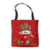 MALIHONG Merry Christmas Peeking Dog Basset Hound in Xmas Sock Red Tote Bag view 1