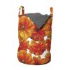 Ambesonne Orange Laundry Bag, Big Flourishing Bohemian Poppies on The Antique Background Graphic Design, Hamper Basket with Handles Drawstring Closure for Laundromats, 13" x 19", Burnt Orange White view 1