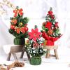 Christmas Tree RENRUIRUI- Desktop Miniature 20CM Small Ornament for Home Dining Table Desk Window Xmas Decoration view 3