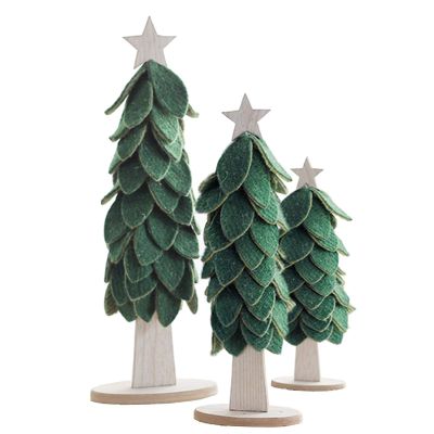 Christmas Tree RENRUIRUI- Desktop 3Pcs Green Handmade Felt Home Hotel Shopping Mall Xmas Countertop Decoration