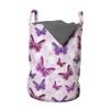 Ambesonne Butterfly Laundry Bag, Various Flying Butterflies Colors Hippie Style Print Design, Hamper Basket with Handles Drawstring Closure for Laundromats, 13" x 19", Purple Pink view 1