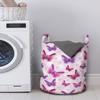 Ambesonne Butterfly Laundry Bag, Various Flying Butterflies Colors Hippie Style Print Design, Hamper Basket with Handles Drawstring Closure for Laundromats, 13" x 19", Purple Pink view 2