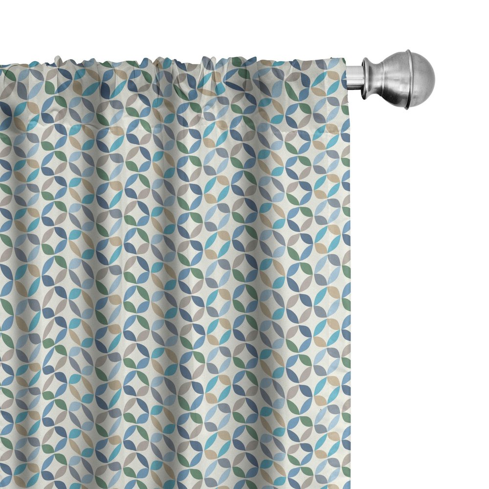 Ambesonne Geometric Circle Window Curtains, Pastel Color Effects Oval Point Old Linked Stripes Contrast New Band, Lightweight Decor 2-Panel Set with Rod Pocket, Pair of - 28" x 95", Sage Green