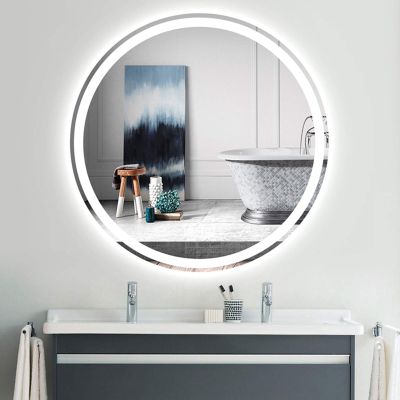 LED Bathroom Wall Mounted Round Mirror 27.5 inch,Adjustable Color Temperature+Anti Fog+Dimmer Function+ Waterproof, for Bathroom Water-Proof Vanity Mirror