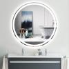 LED Bathroom Wall Mounted Round Mirror 27.5 inch,Adjustable Color Temperature+Anti Fog+Dimmer Function+ Waterproof, for Bathroom Water-Proof Vanity Mirror view 1