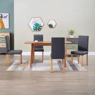 FAMIROSA Dining Chairs 4 pcs Gray Faux Leather
