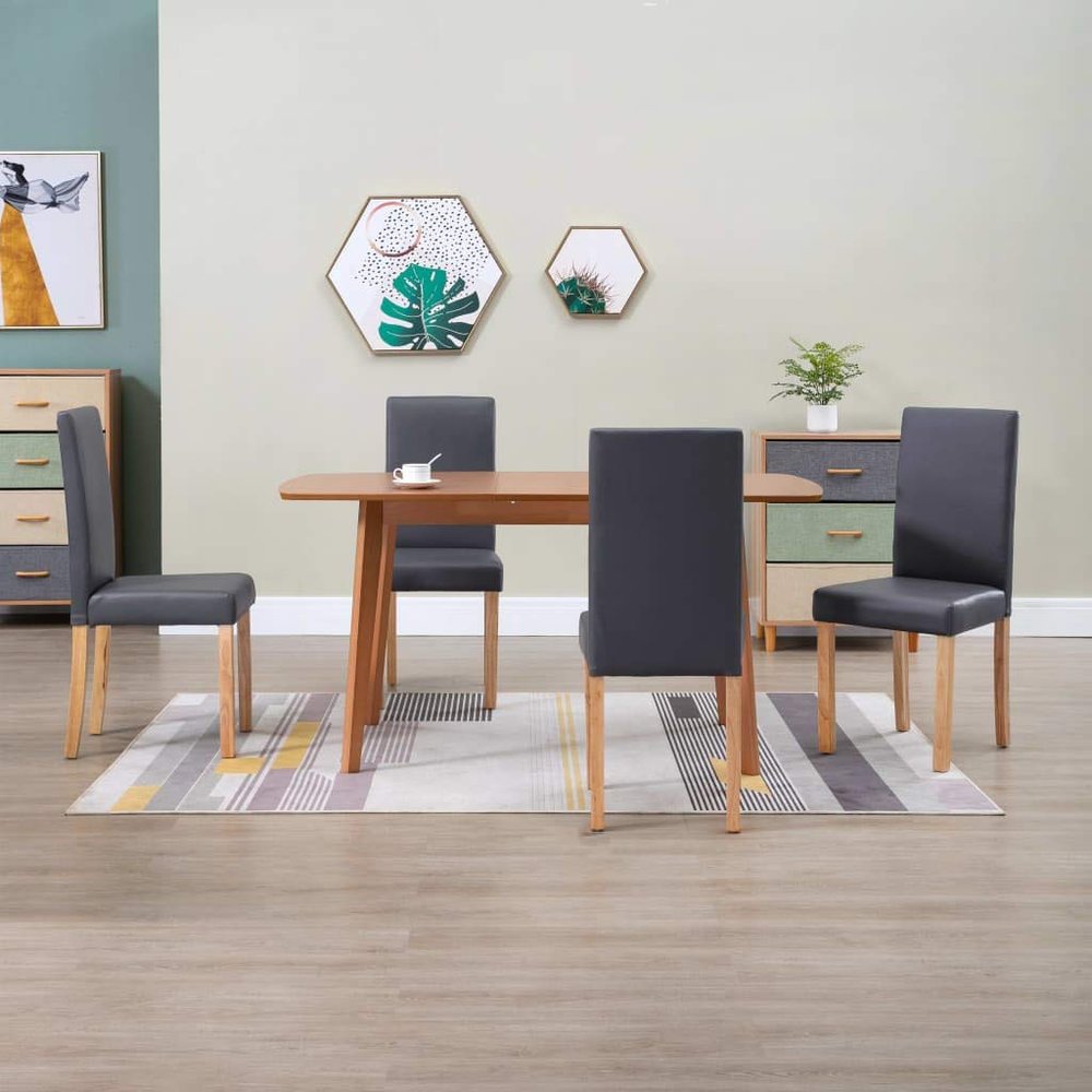 FAMIROSA Dining Chairs 4 pcs Gray Faux Leather