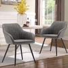 Awonde Faux Leather Accent Chairs Set of 2 Modern Arm Chairs for Dining Room Living Room Office Guest Chair with Metal Legs Gray view 1