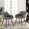Awonde Faux Leather Accent Chairs Set of 2 Modern Arm Chairs for Dining Room Living Room Office Guest Chair with Metal Legs Gray view 3