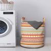 Ambesonne Tribal Laundry Bag, Striped Vintage Pattern with Geometric Floral Shapes Print, Hamper Basket with Handles Drawstring Closure for Laundromats, 13" x 19", Marigold Red view 2