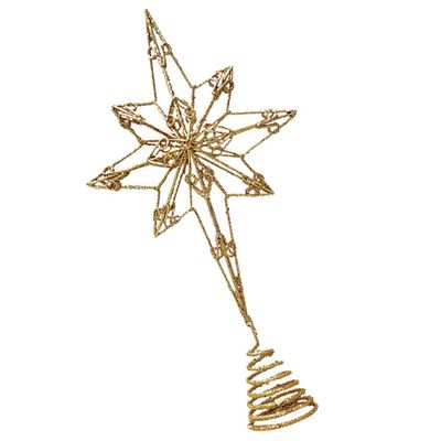 Uonlytech 1pc Eight Pointed Star Tree Topper Ornament for Christmas Festival Treetop Decoration Easy to Install for Holiday Tree Decor