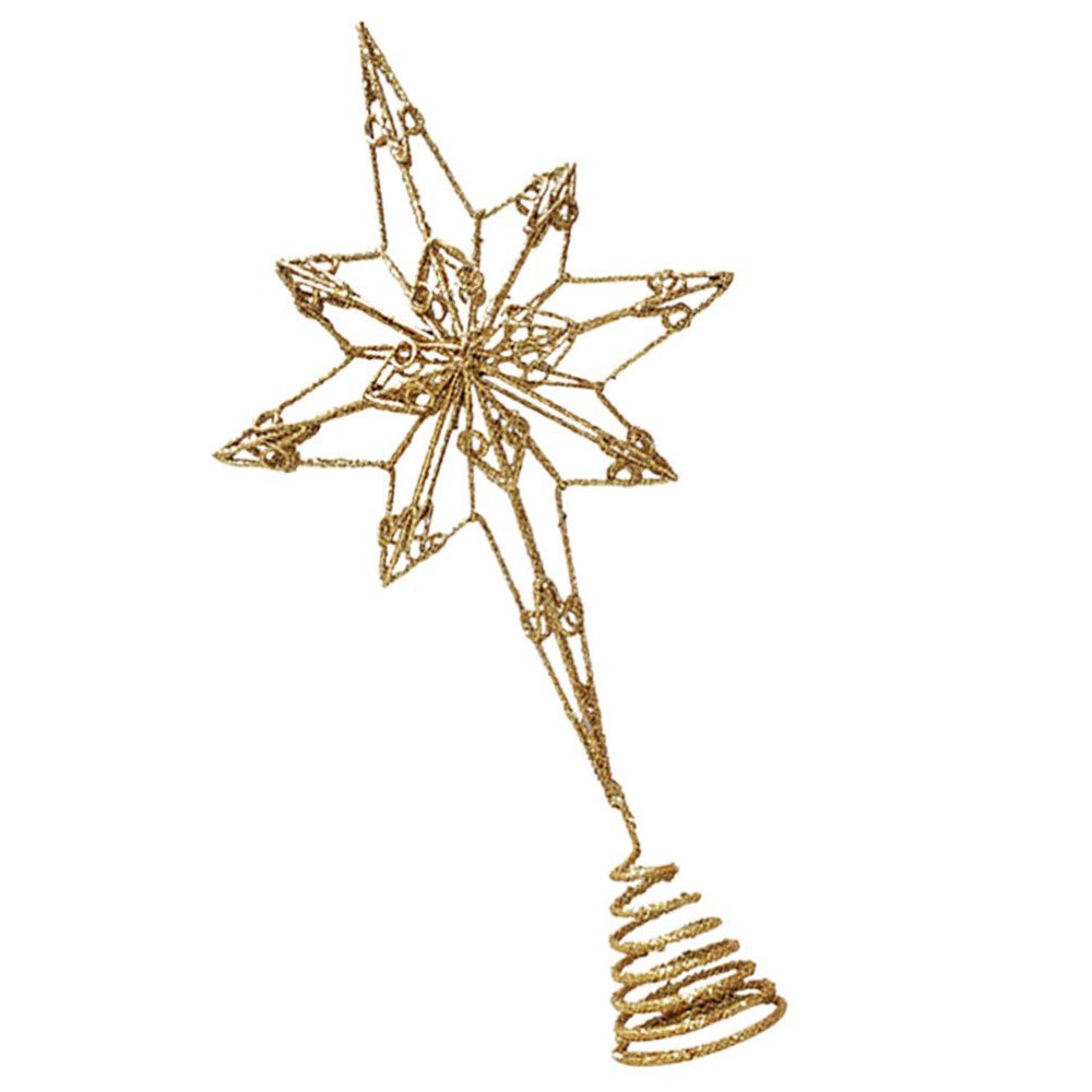 Uonlytech 1pc Eight Pointed Star Tree Topper Ornament for Christmas Festival Treetop Decoration Easy to Install for Holiday Tree Decor