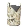 Ambesonne World Map Laundry Bag, Pattern Vintage Globe Atlas Theme Airship Knots Ribbon Retro Print, Hamper Basket with Handles Drawstring Closure for Laundromats, 13" x 19", Beige Green view 1