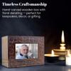 Hind Handicrafts Rosewood Border Engraved Wooden Cremation Urns for Human Ashes Adult - Handcrafted Photo Funeral Memorial Ashes Urn - Columbarium Urn (250 Cubic Inches, Natural) view 4