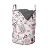 Ambesonne Eiffel Tower Laundry Bag, Travel in Paris Theme Honeymoon Flowers Romance Hot Air Balloon Bike, Hamper Basket with Handles Drawstring Closure for Laundromats, 13" x 19", Pale Pink view 1