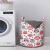 Ambesonne Owls Laundry Bag, Owls Happy Hipster Modern Repeated Animals Pattern Illustration, Hamper Basket with Handles Drawstring Closure for Laundromats, 13" x 19", Fuchsia Seafoam view 2