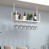 Retro Ceiling Flower Shelf Wooden Floating Wall Shelves Storage Shelf Hanging Suspended Organiser Display Rack Commercial and Home Wine Racks, White (Size : 803060cm) view 3