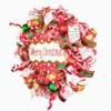 Artisan 20x20x6 "Merry Christmas" Wreath Featuring a 12' Metal Sign & Christmas Ribbon. Wreath is Very Full, Made with 30 Feet of Weather Resistant Snow Metallic Fabric view 3