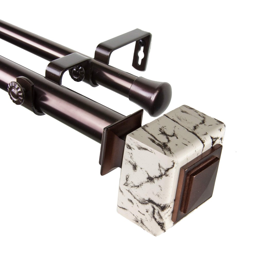 1" Will Double Curtain Rod 66-120 inch - Bronze