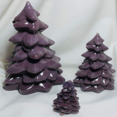 3 Piece Holiday Glass Christmas Tree Set - Mosser USA (Eggplant Purple)