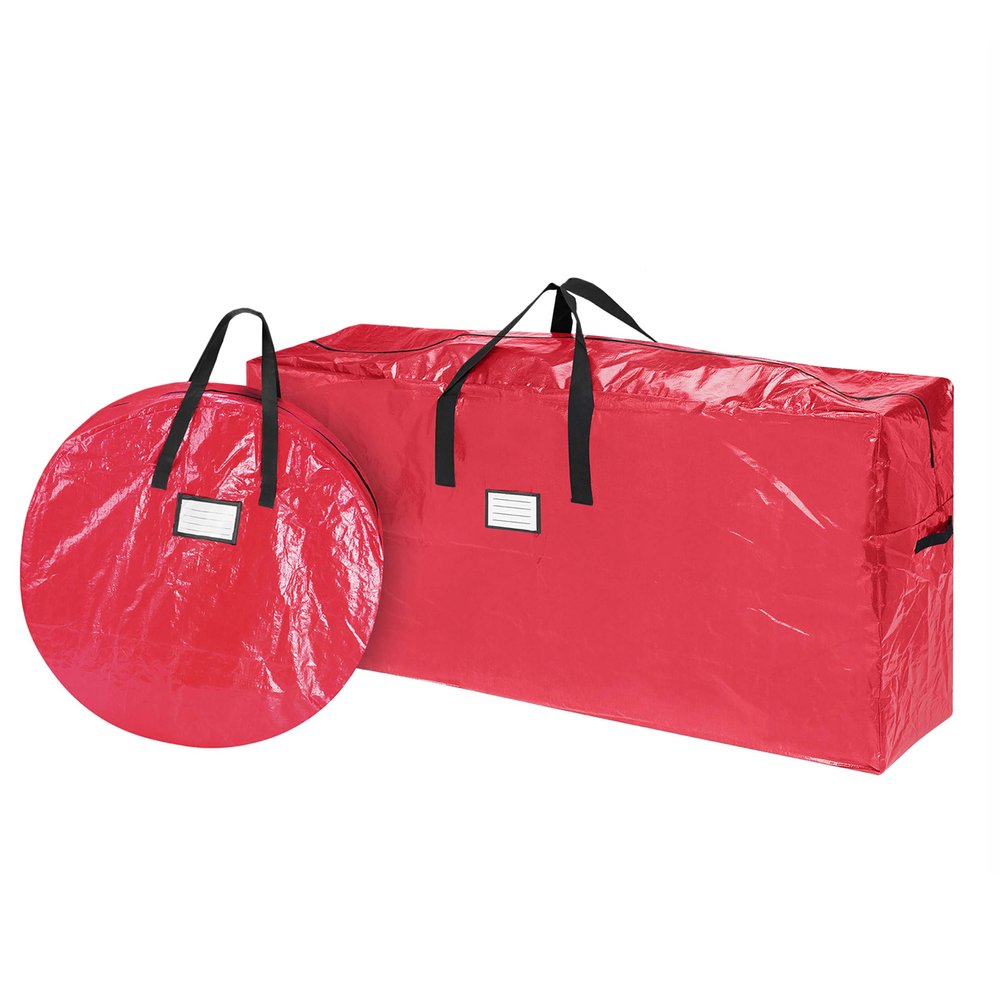 Christmas Tree & Wreath Storage Bags- Set of 2- For 9 Foot Artificial Trees & 30 Holiday Wreaths- Protect Decorations & Inflatables by Elf Stor (Red)