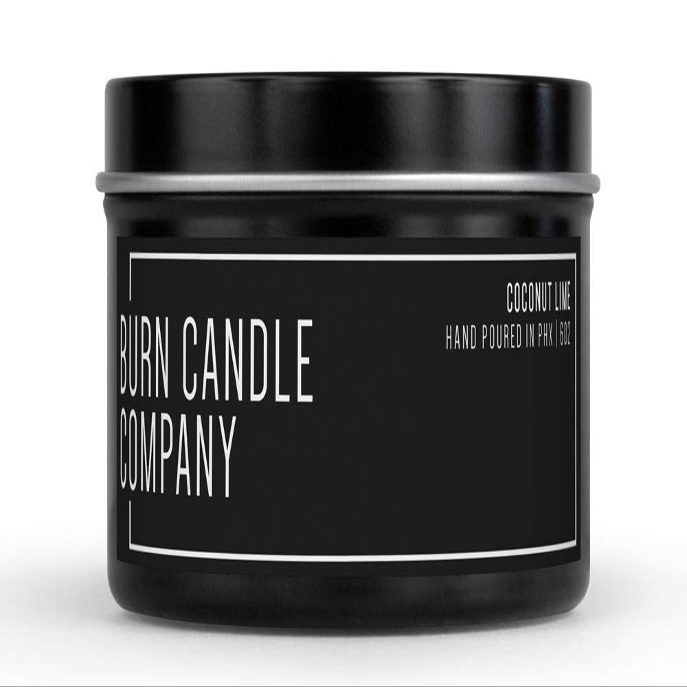 Coconut Lime | Natural Soy Candle | Hand Poured in The USA | Long Lasting 48-56 Burn Time | Highly Scented Aromatherapy Candle | Contemporary Black Tin | 8 oz