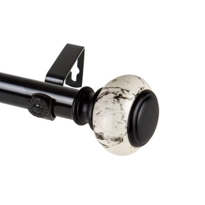 Rod Desyne 1" Prince Single Curtain Rod, 48-84 inch, Black