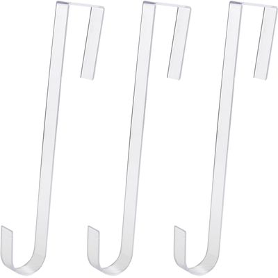 Non-Scratch 100% Clear 12In Xmas Wreath Hanger 3Pk. Best Long Hooks for Indoor or Outdoor Holiday Home Decor. Slim Christmas Wreaths Holders Hang Fall Halloween Decorations Over Front or Storm Door.