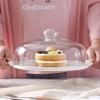 9/10 Inch Cake Dome, Home Decor Snack Bread Display Stand Dustproof Glass Cover Double Handle Ceramic Fruit Tray White (Size : 232315CM) view 3