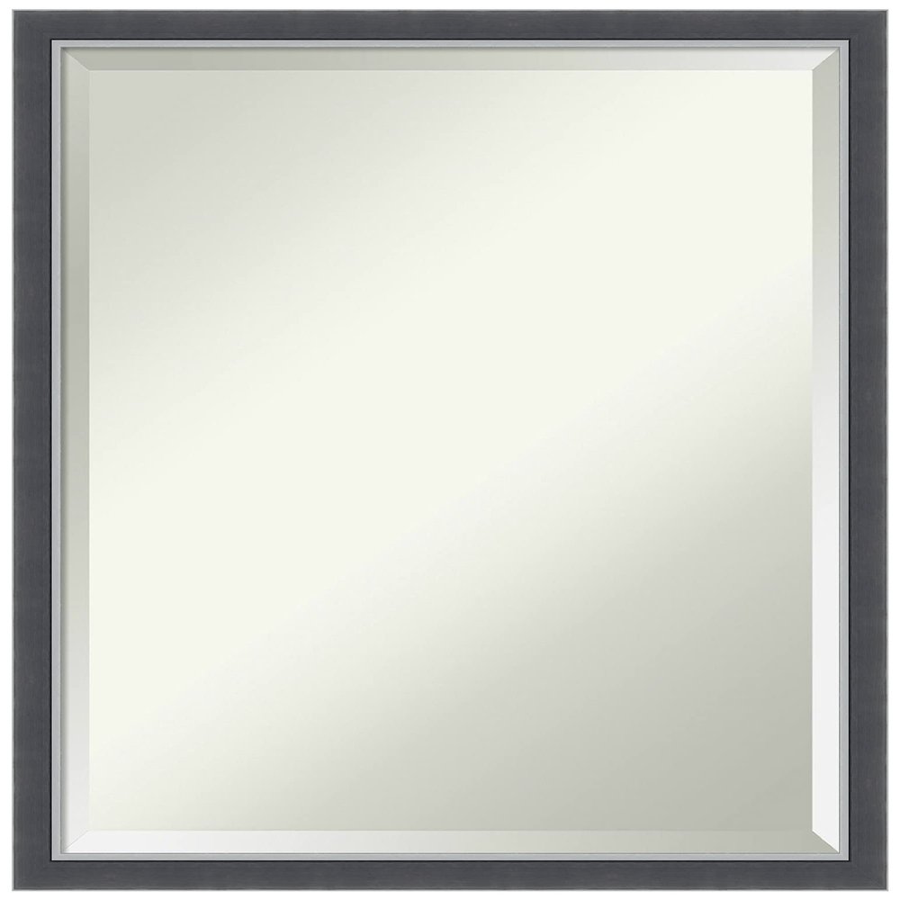 Amanti Art Black Bathroom Mirror for Over Sink, 26x20 Eva Black Silver Thin Rectangle Vanity Mirror, Medium Modern Frame, Hangs Horizonally and Vertically, Bathroom Wall Decor, Beveled Edge