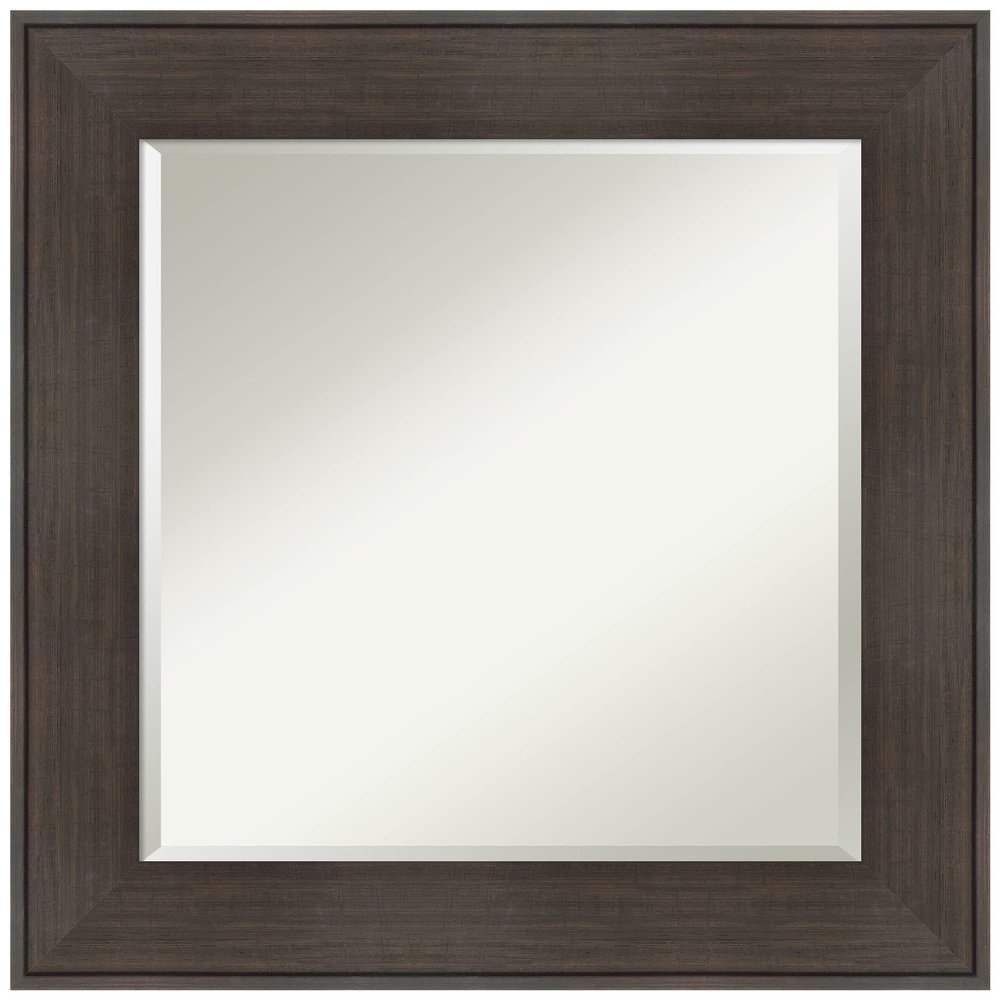 Amanti Art Brown Bathroom Mirror for Over Sink, 26x26 William Rustic Woodgrain Square Vanity Mirror, Medium Casual Frame, Hangs Horizonally and Vertically, Bathroom Wall Decor, Beveled Edge