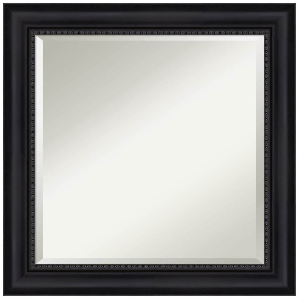 Amanti Art Black Bathroom Mirror for Over Sink, 25x25 Astor Black Square Vanity Mirror, Medium Traditional Frame, Hangs Horizonally and Vertically, Bathroom Wall Decor, Beveled Edge