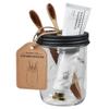 Amolliar Mason Jar Bathroom Accessories Set 4 Pcs -Lotion Soap Dispenser & 2 Cotton Swab Holders & Toothbrush Holder - Rustic Farmhouse Decor, Bathroom Home Decor, Perfect Decorating Idea (Black) view 4