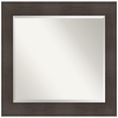 Amanti Art Brown Bathroom Mirror for Over Sink, 28x34 William Rustic Woodgrain Rectangle Vanity Mirror, Large Casual Frame, Hangs Horizonally and Vertically, Bathroom Wall Decor, Beveled Edge