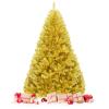 Happygrill 6FT Golden Christmas Tree Artificial Tinsel Xmas Tree with Metal Stand, 1036 Branch Tips Artificial Hinged Christmas Tree for Holiday Decoration view 1