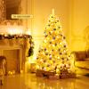 Happygrill 6FT Golden Christmas Tree Artificial Tinsel Xmas Tree with Metal Stand, 1036 Branch Tips Artificial Hinged Christmas Tree for Holiday Decoration view 2