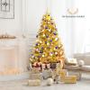 Happygrill 6FT Golden Christmas Tree Artificial Tinsel Xmas Tree with Metal Stand, 1036 Branch Tips Artificial Hinged Christmas Tree for Holiday Decoration view 3