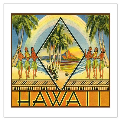 Hawaii - Cover of a Hawaiian Travel Brochure - Vintage Hawaiian Travel Advertisement c.1943 - Bamboo Fine Art 290gsm Paper (Unframed) 17x22in