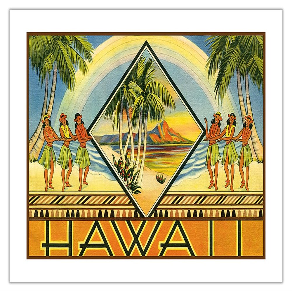 Hawaii - Cover of a Hawaiian Travel Brochure - Vintage Hawaiian Travel Advertisement c.1943 - Bamboo Fine Art 290gsm Paper (Unframed) 17x22in